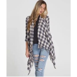 Billabong Surf Shop Flannel Fringe Cardigan |Size: L